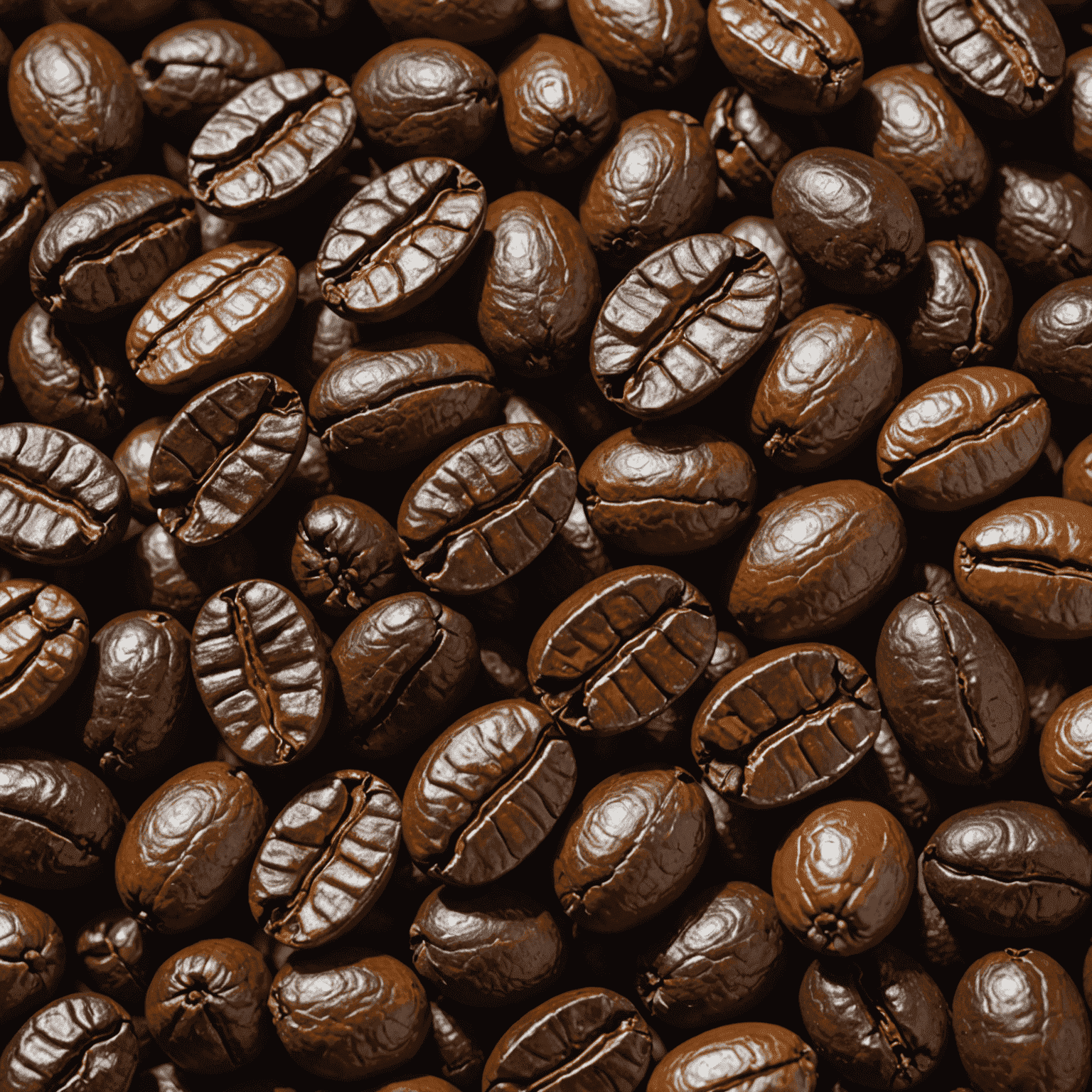 Close-up of roasted Arabica coffee beans, showing their rich brown color and slightly elongated shape